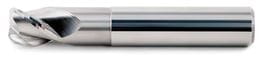 Radius solid carbide end mill, 3 tooth, short cutter, undersized neck.